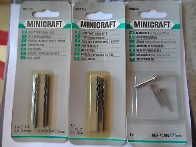 Minicraft Tools Drill & Router Bits Mandrels For Discs 1722 1723 1625 1692 1693 • £65