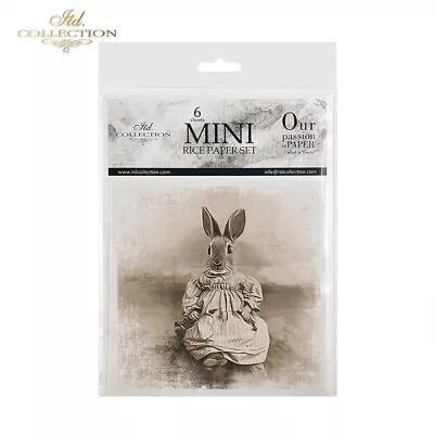 14.8cm X 14.8cm Mini Rice Paper 6pcs Set For Scrapbooking - Vintage Bunnies • £5.25