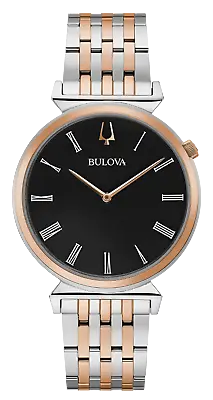 Bulova Regatta Men's Quartz Two-Tone Black Dial Roman Numerals Watch 38MM 98A234 • $127.99