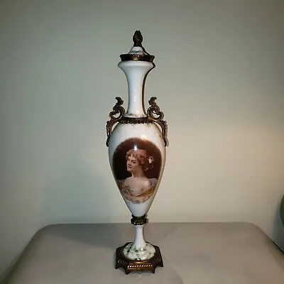 Antique Victoria Austria Porcelain Ormolu Mantel Figural Display Vase 16  • $200