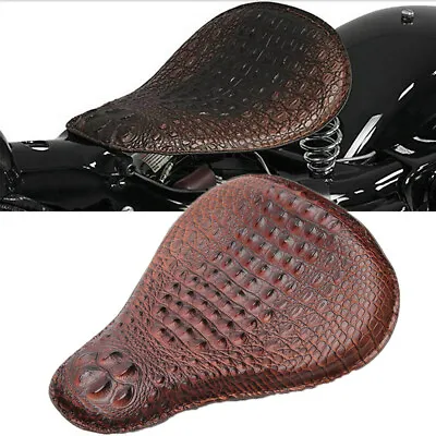 Brown Lastest Alligator Motorcycle Large Solo Seat For Harley Davidson Bobber • $58.96