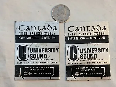 Lot Of 2 Vintage University Sound Cantada Three Speaker System Badge LTV Altec  • $29.99