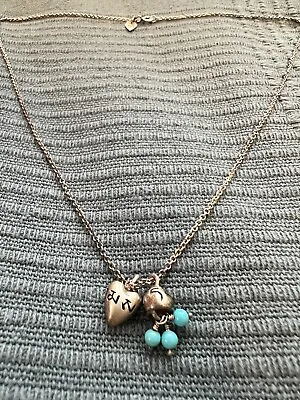 Me & Ro Necklace Love Heart Charm Buddhist Pendant Turquoise Sterling Silver • $149.99