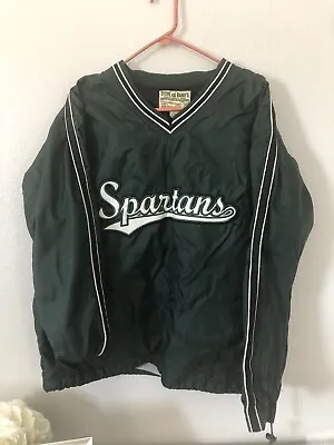 Vintage Michigan State Spartans Jacket Lrg Green NCAA  Pullover Steve And Barry • $24.99