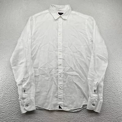 UNTUCKit Shirt Men's Large Tall Slim Long Sleeved 100% Linen White Button Up • $21.87