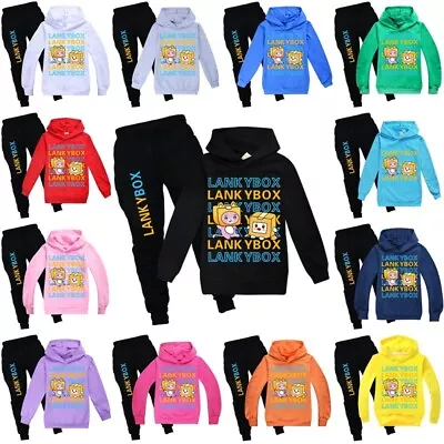 Kids Boys Girls LANKYBOX Print Hoodies Pants Suits Casual Tracksuit Sets Age2-14 • £19.99