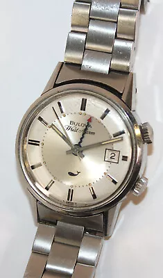 1969 Bulova Sea King Wrist Alarm Watch W/ Date • Stainless • Original • Exc Cond • $599.99