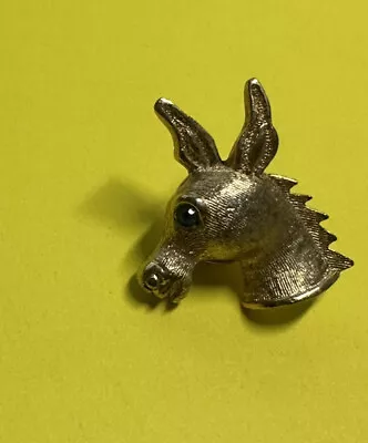 Donkey Mule Jackass Head Vintage Tie Tack Lapel Pin Green Eyes • $20