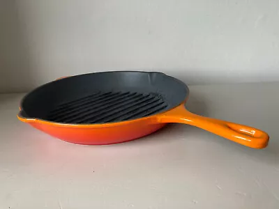 Le Creuset Cast Iron Volcanic Orange Round 26cm Frying Griddle Skillet Pan • £30