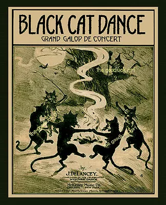 BLACK CAT DANCE 8x10 Vintage 1916 Halloween Witch Art Print • $14.99