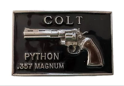 Sleek Black Vtg 1970's Colt Python .357 Magnum Belt Buckle Cowboy Western # 764 • $25