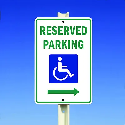 $9.99 • Buy Handicap Reserved Parking Sign Right Arrow Aluminum Metal 8x12