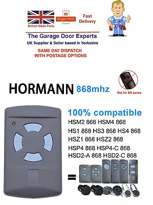 HORMANN Garage Door Gate Remote Control HORMANN HSM2 HSM4 868 MHZ Transmitter • £9.95