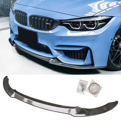 CS Style Carbon Look Front Bumper Lip Splitter Fits BMW F80 M3 F82 F83 M4 15-20 • $80.73