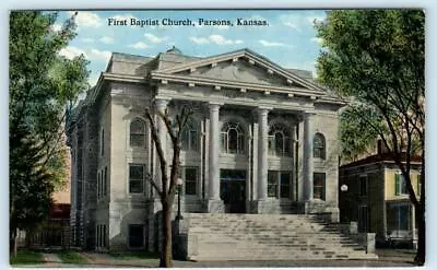 PARSONS Kansas KS ~ FIRST BAPTIST CHURCH Labette County Ca 1910s Postcard • $5.93