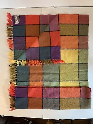 VTG Churchill Weavers Handwoven Pure Wool Plaid Throw Blanket Fringed 45  By 67  • $67.50