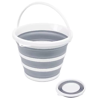 Collapsible Folding Silicon Plastic Bucket Kitchen Camping Garden Water Carrier • £7.49