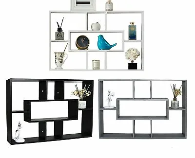 Floating Wall Mounted Shelf 7 Compartment Storage Display Shelves Book Home Wall • £53.99