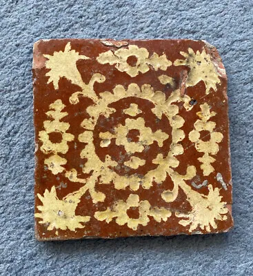 15th/16th Century. Decorative Glazed Pottery Floor Tile. Dating To Circa 1500. • £190