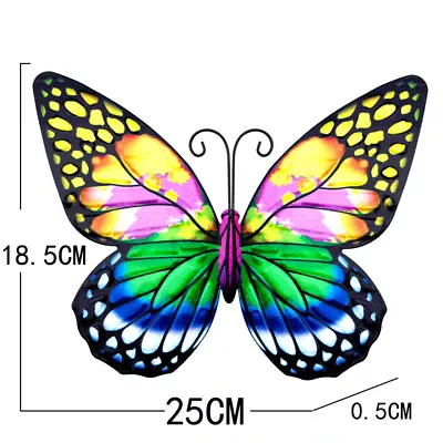 Home Fence Ornament Metal Colorful Butterfly Garden Decoration Wall Art Hanging • £6.52