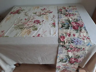 2 Pcs FLORAL FABRIC CABBAGE ROSE VINTAGE RARE CRAFT PATCHWORK CUSHION Material • £15
