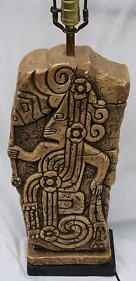 Rare Mid-Century Vintage 1960s-70s Mayan Aztec Table Lamp • $219.99