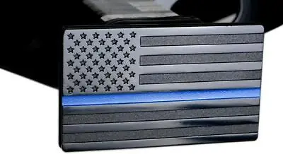 $24.99 • Buy Aluminum Tow Trailer Hitch Cover Receiver Black Blue American Flag Emblem Plug