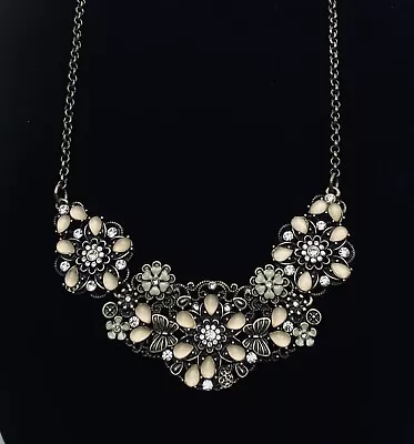 Women's Statement Necklace Floral Butterfly Cookie Lee Rhinestone Jewelry 14-16  • $18.47