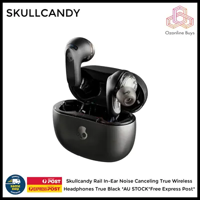 Skullcandy Rail In-Ear Noise Canceling True Wireless Headphones True Black *AU S • $109