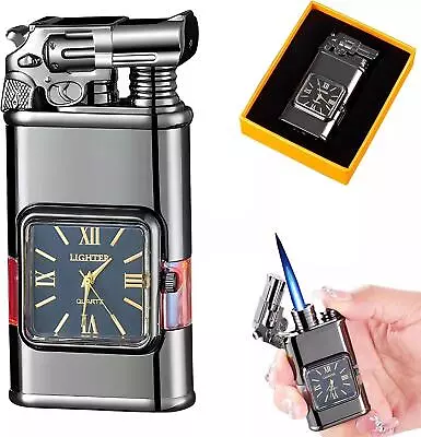 Windproof Lighter Vintage Watch Bezel Jet Flame Torch Refillable Butane Lighters • $13.88