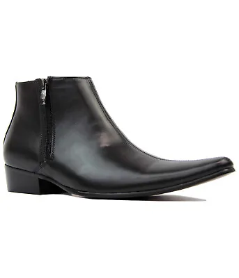 MADCAP MENS MOD RETRO 60s CHISEL TOE ZIP CHELSEA BOOTS Beatle Boots Thunderbolt • £71.99