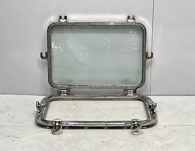 Vintage Old Authentic Aluminum Metal Square Porthole Window With 4 Keys/Dogs • $407.11