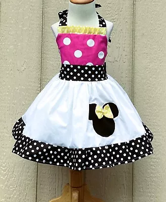 Birthday Minnie Mouse  Hot Pink Polka  And Yellow White Polka Dot Halter Dress • $35