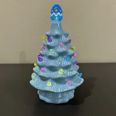 Lighted Ceramic Easter Tree 7  Spring Decor Blue Egg Retro Vintage Style Xmas • $17.99