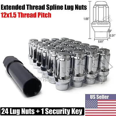 24 Chrome ET Spline Lug Nuts 12x1.5 Fits Toyota 4Runner Tundra FJ Tacoma + Key • $27.95