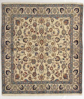 Mashadd Ivory Hand Knotted Wool Oriental Area Rug Carpet 7' X 8' • $2079.20