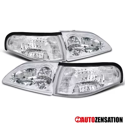 Fit 1994-1998 Ford Mustang GT SVT Cobra Headlights+Corner Signal Lamp Left+Right • $69.99