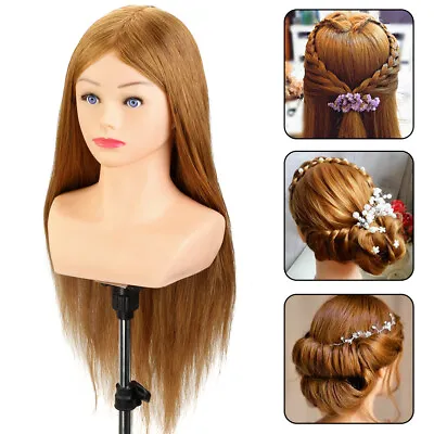 Real Hair Training Mannequin Head With Shoulder Hairdresser Hairstyles Practice • $120.58