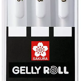 SAKURA Gelly Roll Basic Gel Pens - Assorted Tip Sizes - White Set (Pack Of 3) • £8.69