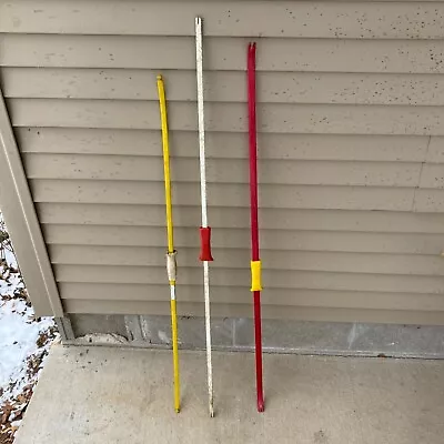 Lot 3 Vintage Fiberglass Longbows Youth Stemmler Yellow Archery Bows • $49