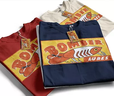 Bomber Lures | Vintage Fishing Lure T-Shirt | Fisherman Apparel Antique Angler • $24.95