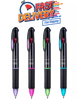 4 Pack Multicolor Ballpoint Pens 4-In-1 0.7Mm Colored Retractable Ballpoint Gift • $8.99