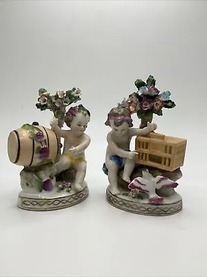 Pair 18th Century English George III Chelsea Derby Porcelain Figures Of Cherubs • £234.36