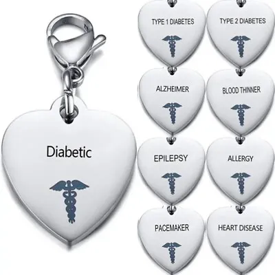 Medical ID Tag Pendant Bracelet 12 TYPES Diabetes Pacemaker Epilepsy MANY MORE • $3.99