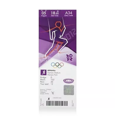 UNSIGNED London 2012 Olympics Ticket: Athletics August 5th (M 100m - Bolt; W • £25.99