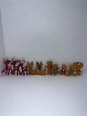 Vintage Christmas Lot Of 31 Ornaments Santa Felt Reindeer Japan Shiny Bright HTF • $70