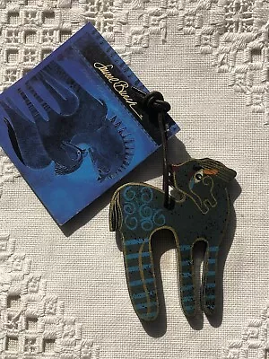 Laurel Burch Painted Ornament Pendant Wood Horse Indigo Horse Collection NWT • $18