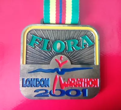 Flora London Marathon Medal 2001 - Vintage - With Ribbon • £59.98