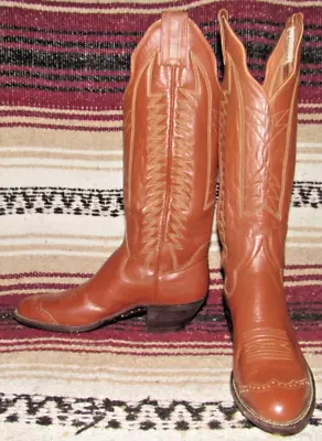 Womens Vintage Sanders Brown Leather Handcrafted Cowboy Boots 7 B NEW In Box • $89