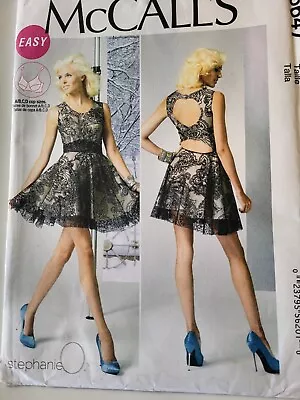 McCalls 6647 Party Dress Keyhole Back Sewing Pattern Misses Size 6 To 14. Uncut • $5.99